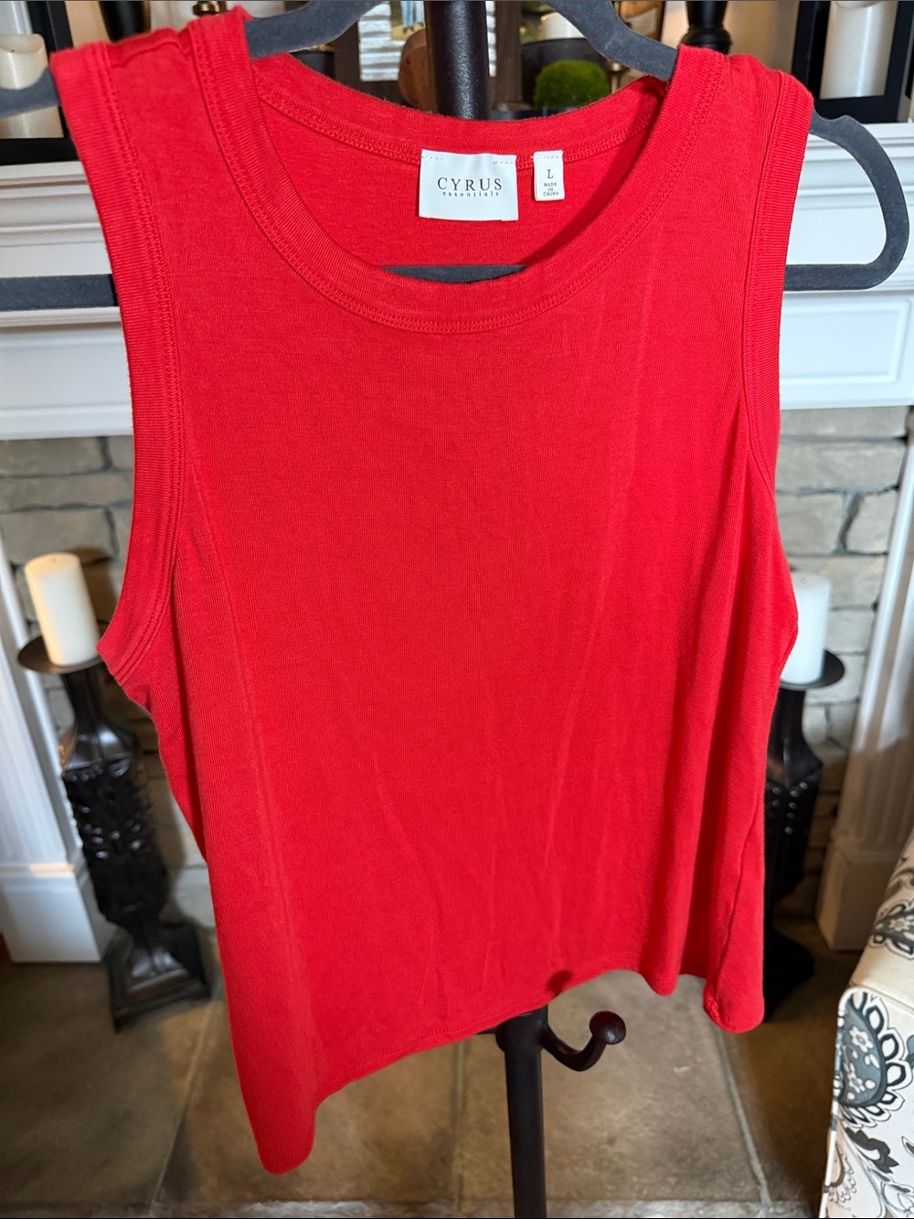 Cyrus Red Scoop Neck Tank Top